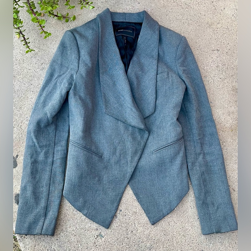 BCBGMAXAZRIA Heather Gray Asymmetrical Blazer Jacket Size small